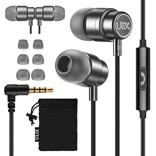 UliX Rider Wired Earbuds in-Ear Headphones, 5 Years Warranty, Earphones with Microphone, with Anti-Tangle Cable, Ear Buds for iPhone, iPad, Samsung