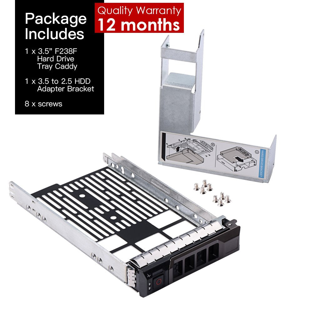 mveohos 3.5" SAS/SATA Hard Drive Tray Caddy with 2.5" HDD Adapter SSD SAS SATA Bracket for Dell Poweredge R320, R420, R720, T320, T420, T620 Servers