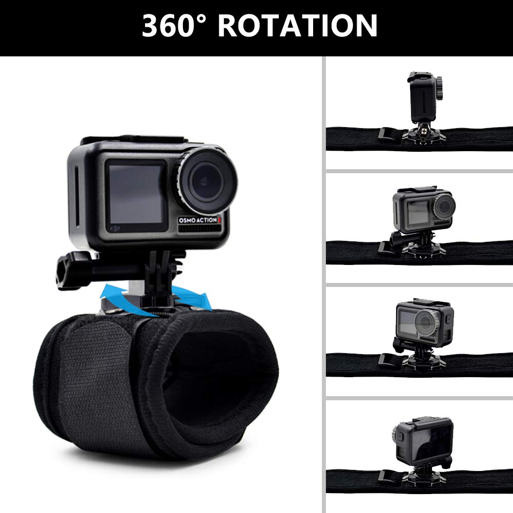 ParaPace 360 Degree Rotating Wrist Strap Mount for GoPro Hero 10/9/8/7/6/5s/5/4s/4/3+ Black Session,Adjustable Cycling Arm Band Holder for XIAOYI