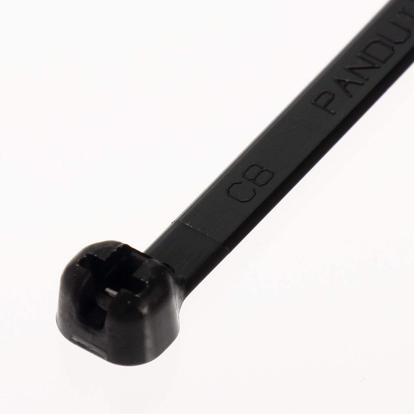 Panduit BT1M-C30 Dome-Top Barb Ty Cable Tie, Heat Stabilized Nylon 6.6, Black Miniature Cross Section, Curved Tip, 18lbs Min Tensile Strength, .90"