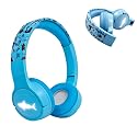 Kids Safe Wireless Light Up Headphones, Foldable Tangle-Free 3.5mm Jack, Volume Limiting 85/94dB, Over-Ear with Microphone