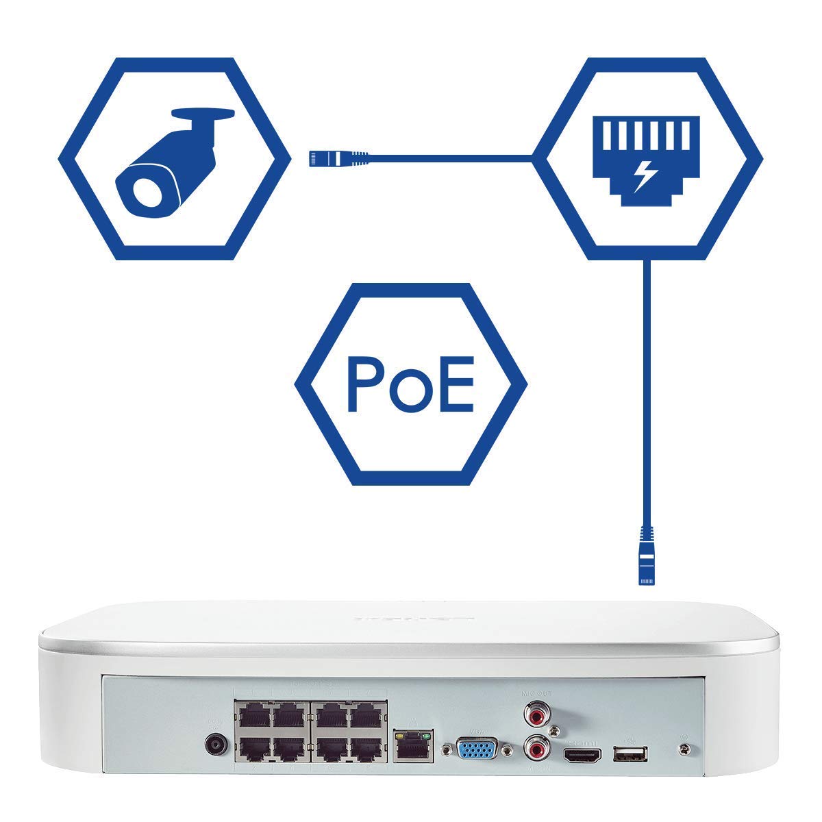 Lorex 4K Ultra HD 8-Channel Fusion Series PoE Network Video Recorder with 2TB Storage, Smart Motion Detection and Smart Home Compatibility