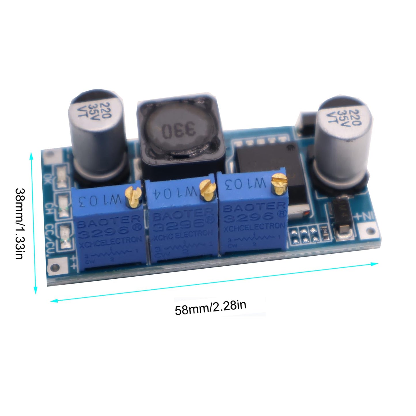 3Pack LM2596S Constant Current Module Buck Converter Step Down Module Adjustable CC/CV 7-35V to 1.25-30V Electronic Voltage LM2596S Power Supply Board