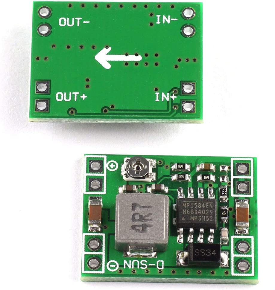 DZS Elec 2pcs MP1584EN Mini 3A DC-DC Buck Converter 4.5V-28V to 0.8V-20V Adjustable Voltage Regulator 24V/12V/9V to 12V/5V/3.3V Step-Down Power Module