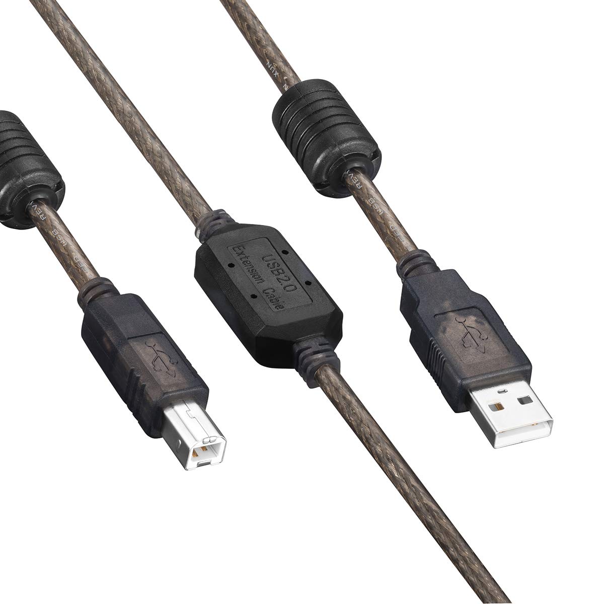 Tan QY Active USB 2.0 Printer Cable 50Ft - A-Male to B-Male High Speed Printer/Scanner/Repeater Cable for HP, Canon, Lexmark, Dell, Samsung etc