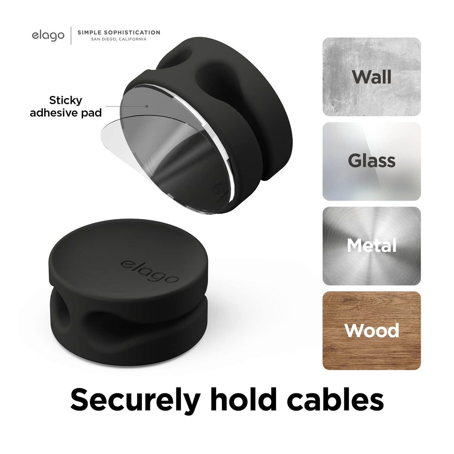 elago Cable Management Buttons - Desk Organizers, Desk Accessories, Cable Clips, Cord Organizer, Office, Home Office, 2 Cable Holding Slots, Flexible
