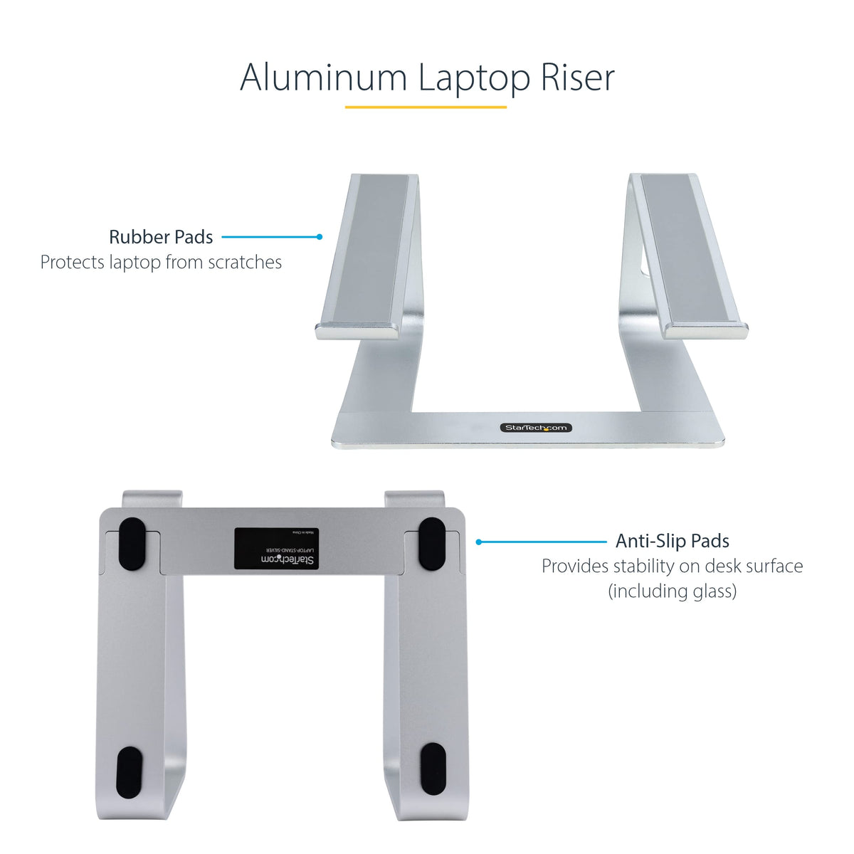 StarTech Laptop Stand, Ergonomic Laptop Riser, Aluminum, Silver, Dell XPS