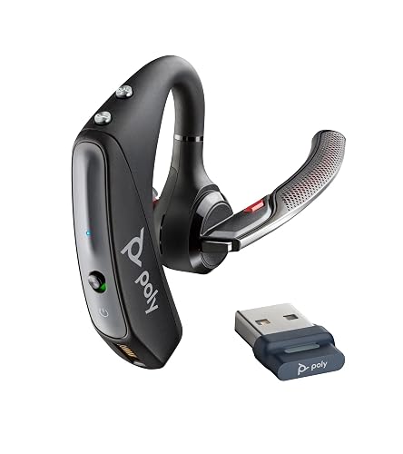 Plantronics by Poly Voyager 5200 UC Wireless Headset & Charging Case - Works w/Teams, Zoom - (206110-102) (Renewed)