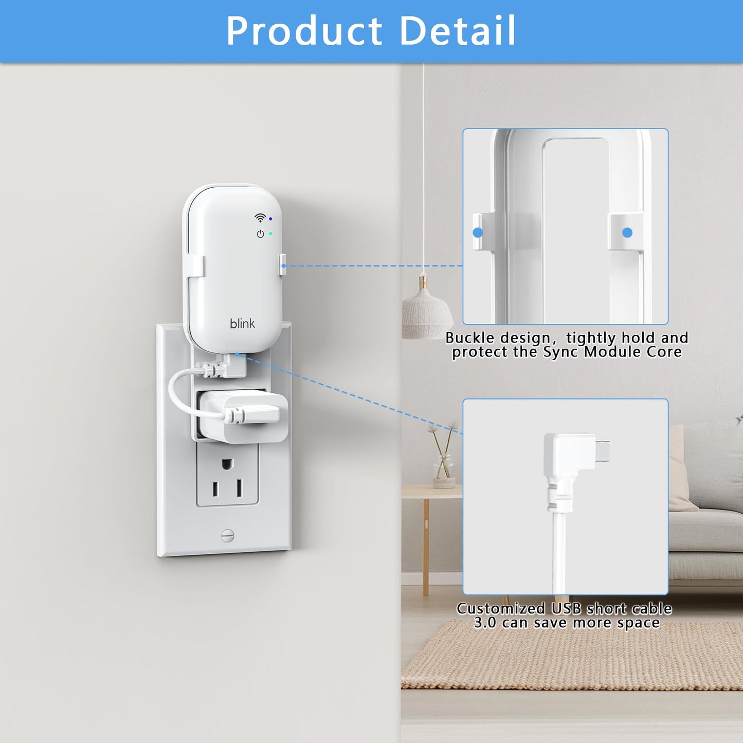 Outlet Wall Mount for Blink Sync Module Core, Sync Module Mount Holder for Blink Outdoor/Indoor Security Camera, No Drilling No Messy Wires Camera