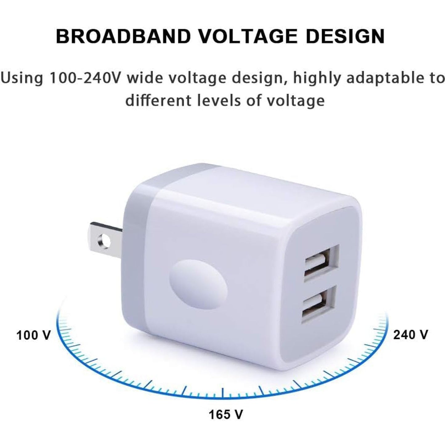 USB Wall Charger Adapter, FiveBox 5Pack 2.1Amp Fast Dual Port Wall USB Plug Charging Block Charger Brick Cube Box for iPhone 17 Air 16e 16 Pro Max 15