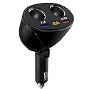 MESA'S LIVE Dual USB QC3.0 Car Charger, 180° Rotatable Foldable, LED Digital Voltage Current Display, Aluminum Shell, 12/24V for Car/Truck/RV, Fast