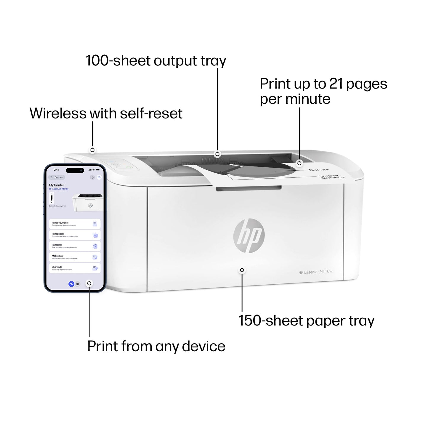 HP LaserJet M110w Wireless Black & White Printer, Print, Fast speeds, Easy Setup, Mobile Printing, Best-for-Small Teams