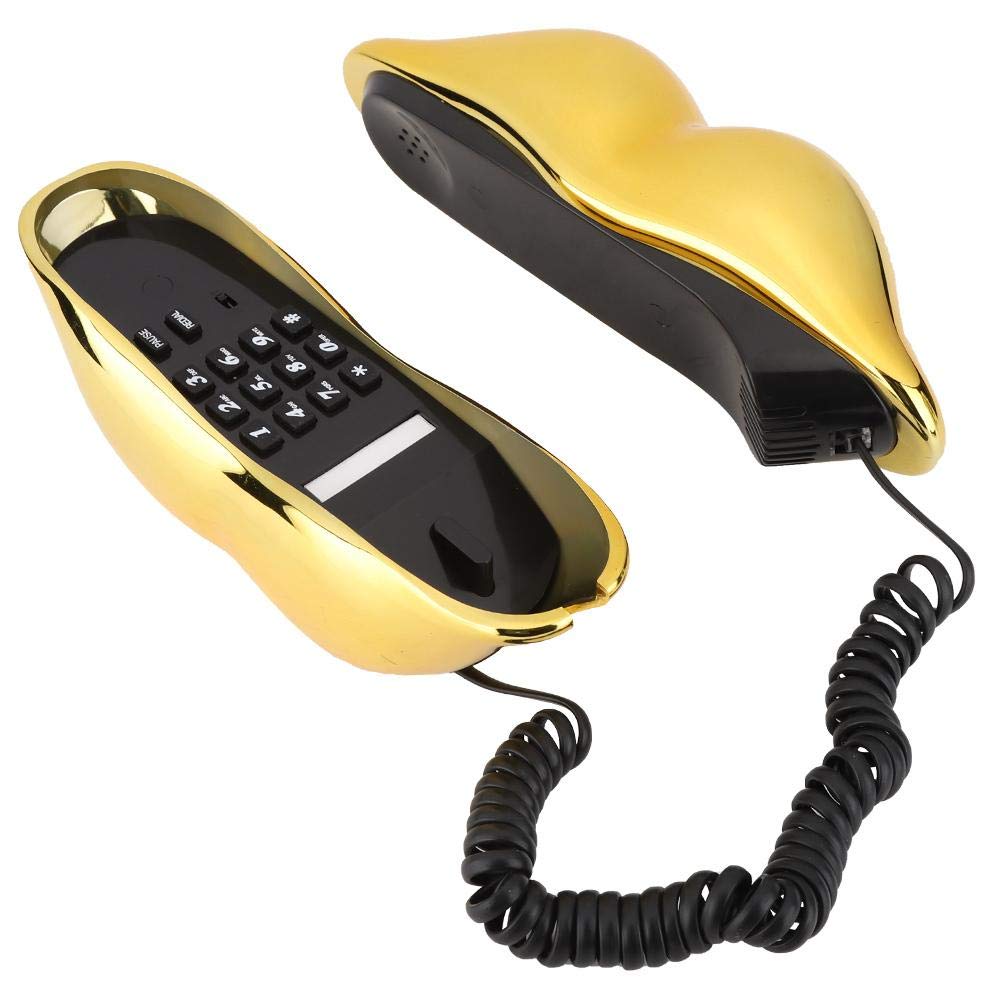 Novelty Lips Telephone Landline Phones for Home, Red Mouth Telephone Wired Sexy Lip Phone Gift Cartoon Shaped Real Corded for Home Hotel Office