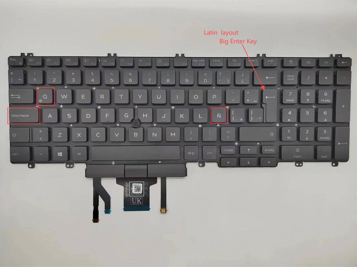 Laptop Replacement Latin Spanish Layout Keyboard for Dell Latitude 5500 5501 5510 5511 2019,Precision 3540 3541 3550 3551 Black/with Pointer/with