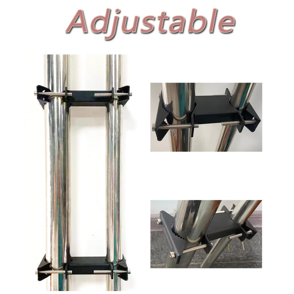 KSWLOR Double Antenna Mast Clamp V Jaw Block Heavy Duty Antenna Mast to Mast Clamp Kits,Deck Patio Umbrella Clamp Pole to Pole Mount Bracket