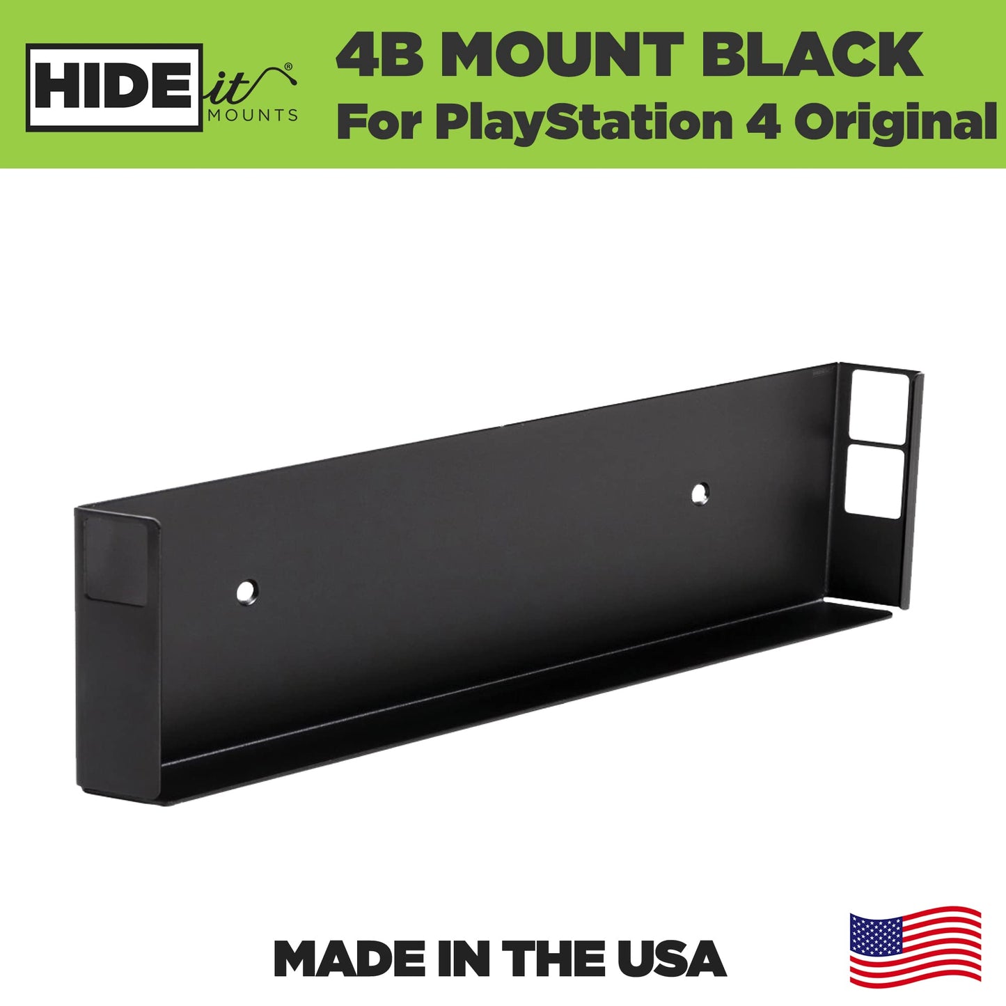 HIDEit Mounts 4 Wall Mount for Original PS4 - Patented in 2016, Made in USA - Black Steel Wall Mount for PS4 Original to Safely Store PS4 Console Near