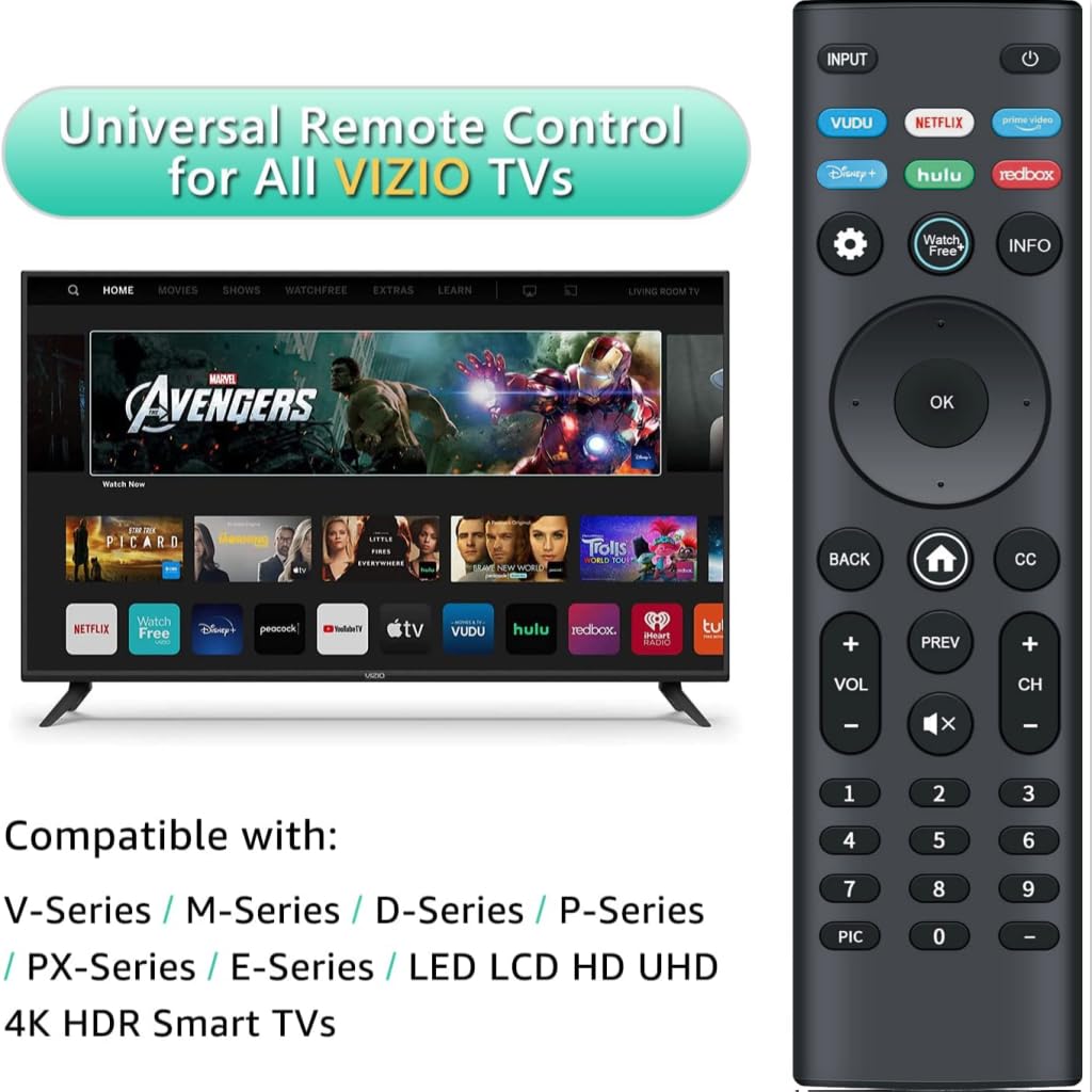 for VIZIO-Smart-TV-Remote-Replacement,Universal Control XRT140 for VIZIO All LED LCD HD 4K UHD HDR Smart TVs 1-Year Warranty