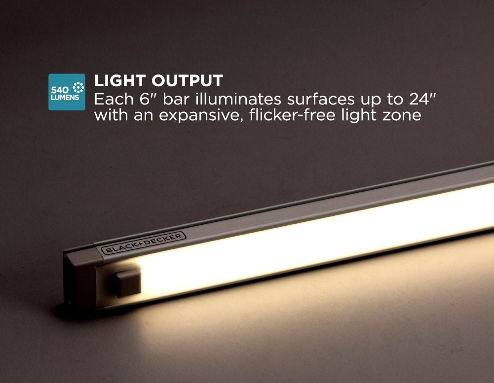 PureOpitcs LED Under Cabinet Lighting Kit, Cool White, Stick up Design, 3-Bars, 6” Each (LEDUC6-3CK), 6"