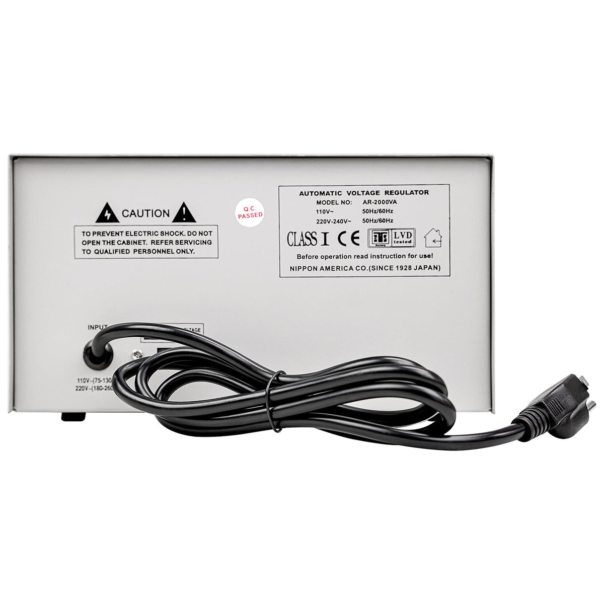 Nippon America AC Automatic Voltage Regulator (AR-2000), 2000 Watts, Delay Output Circuit, Display, AC 110V/120V, Power Switch, High-Voltage…
