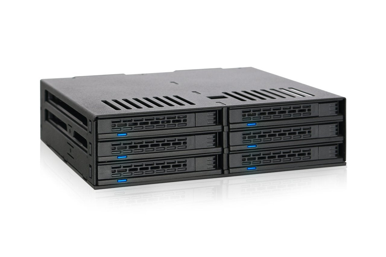 ICY DOCK 6 Bay 2.5” SATA HDD / SSD Hot Swap Tool-Less Backplane Enclosure with Dual Cooling Fan for 5.25” Bay | ExpressCage MB326SP-B