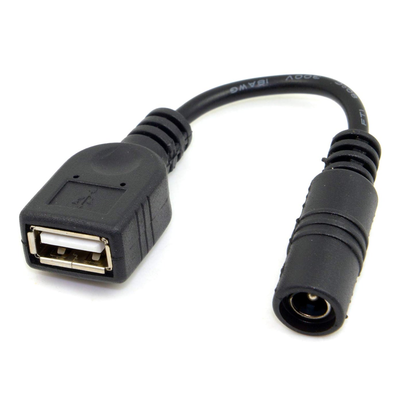 cablecc 5V USB Female to DC Power Jack 5.5 2.1mm Charge Adpter Cable for Cell Phone & Tablet