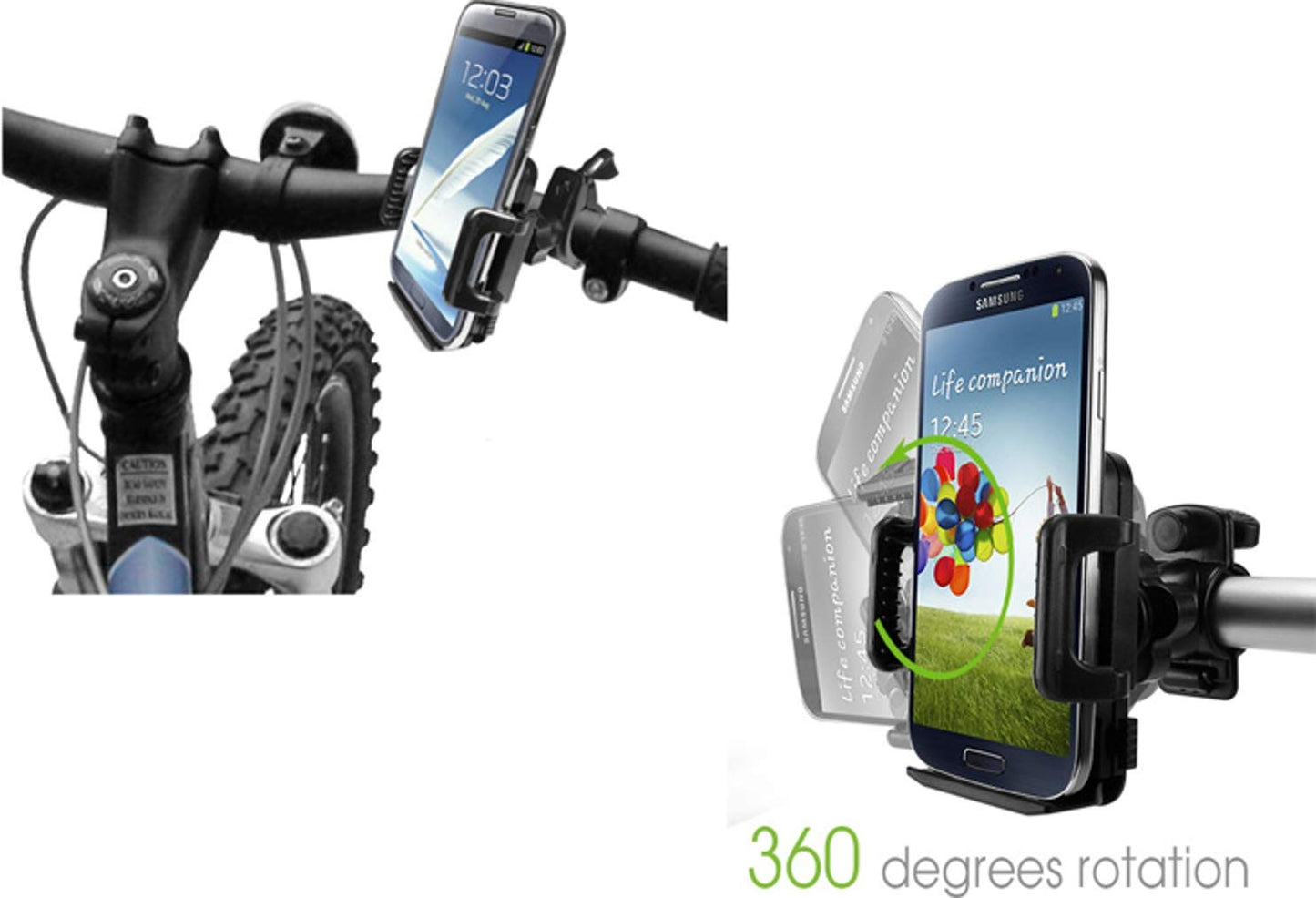 Fonus Handlebar Bicycle Mount for Galaxy A03s A13 A14 A23 A53 A54 5G Phones - Holder Bike Cradle Dock Swivel L8B Compatible with Samsung Galaxy