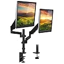 Mount-It! Dual Monitor Arm Desk Mount for 17-32" Screens, Gas Spring Adjustable Monitor Stand, Vertical Stack or Side-by-Side Setup, 17.6 lbs Each