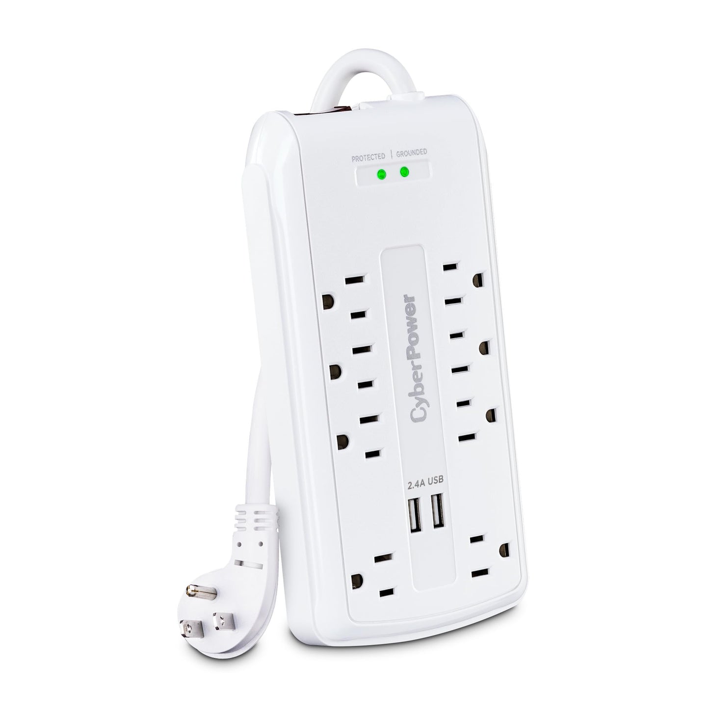 CyberPower CSP806U Professional Surge Protector, 3000J/125V, 15A, 8 Outlets, 2 USB Charging Ports, 6 Foot Cord, White
