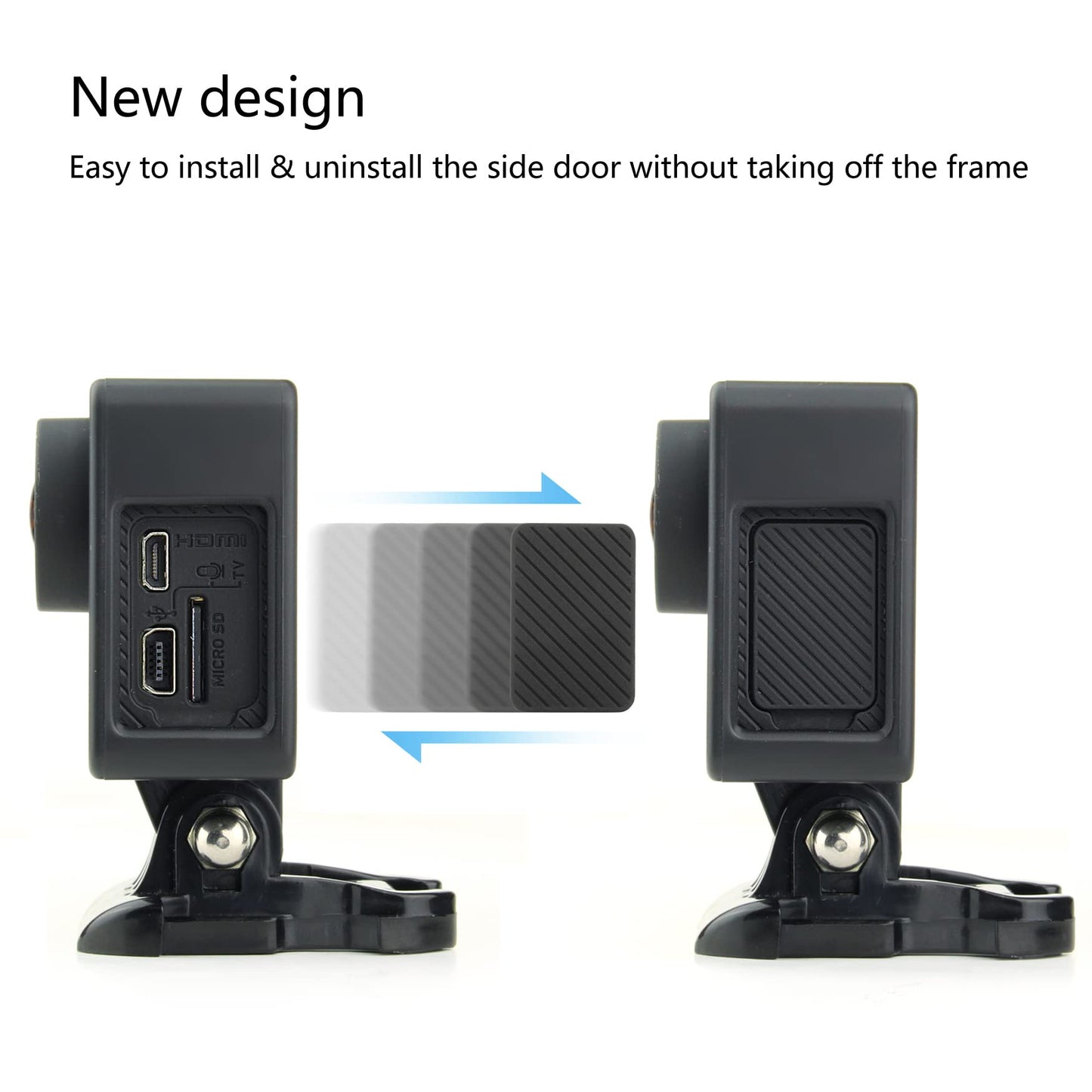 SOONSUN Frame Mount Housing Case with Basic Buckle and Long Thumb Bolt Screw for GoPro Hero 3 3+ 4 Camera and All Slots Fully Accessible-Black