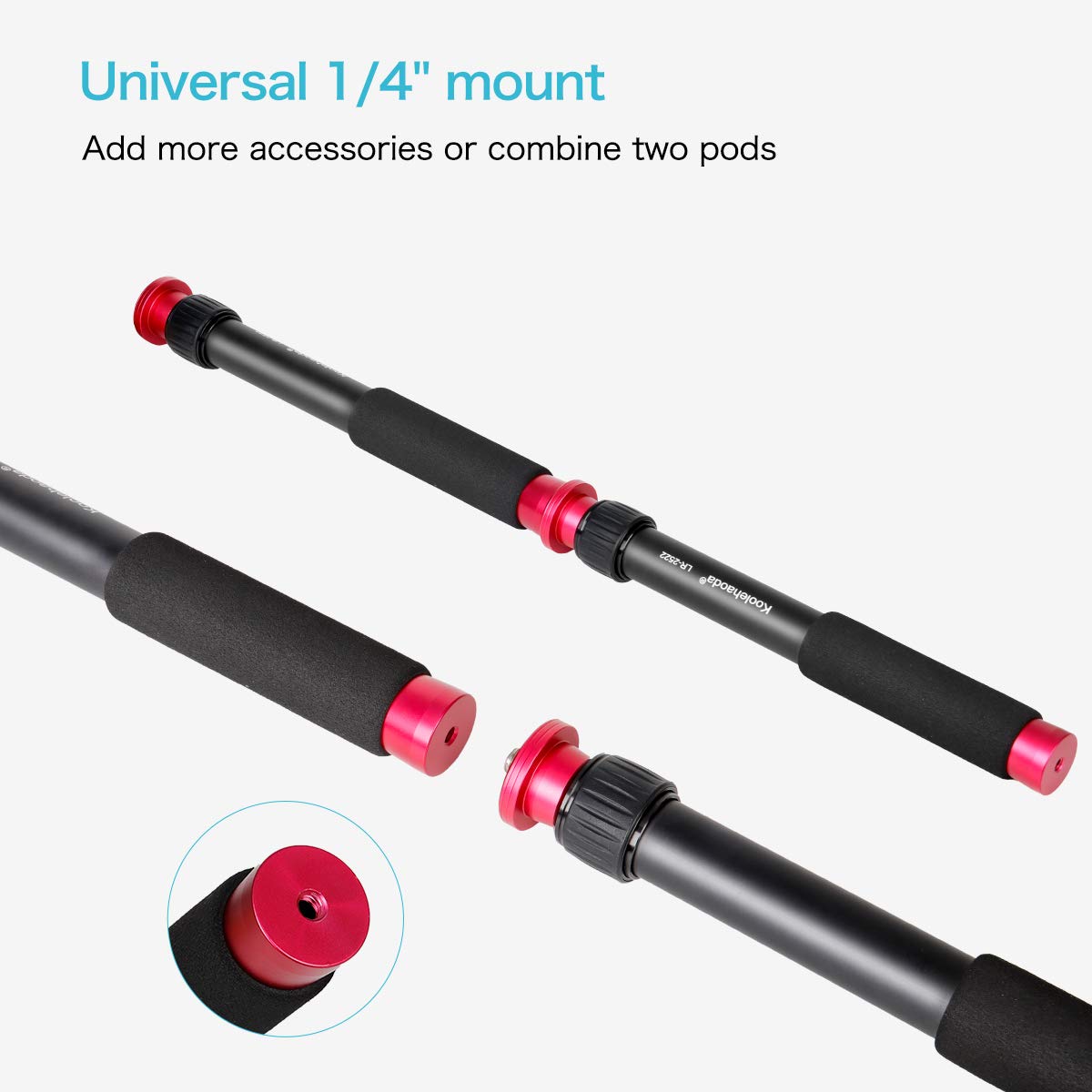 Koolehaoda Tripod Extension Tube, 2 Section Aluminium Tripod Center Column Extender, Gimbal Extension Pole Handheld Extension Bar Telescopic Stick Rod
