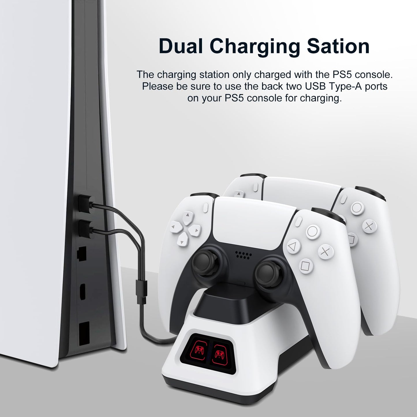 Controller Charger Station for PS5 Dualsense Controllers - PS5 Controller Dock with LED Light - ? Not Include AC Adapter?