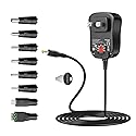 Basicvolt 24W 3V 4.5V 5V 6V 7.5V 9V 12V Universal AC/DC Adapter Multi-Voltage Regulated Switching Power Supply with 8 Round DC Plugs for LED Strip…