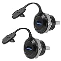 ALMOCN 2PCS USB 3.0 Panel Mount Coupler Waterproof USB Male to Female Conversion Connector with Dust Cap for Data Transfer & Charging