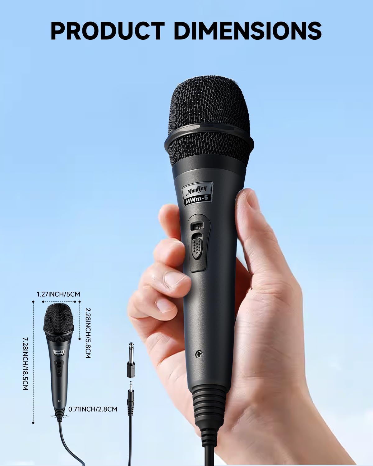 Moukey Wired Handheld Vocal Microphone, Metal XLR Dynamic Cardioid Mic with 13 ft Cable, for Singing, Stage, Party, Compatible with Karaoke Machine/PA