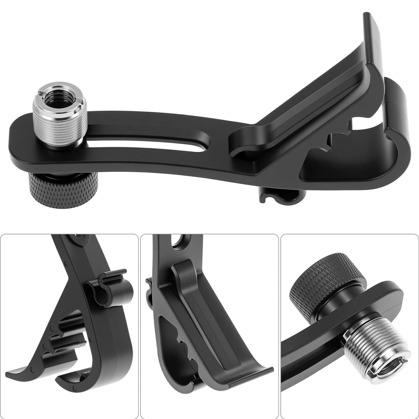 QWORK Shockproof Drum Microphone Clips, 4pcs Adjustable Mic Securing Clamp Mounts for Studio Drum Recording