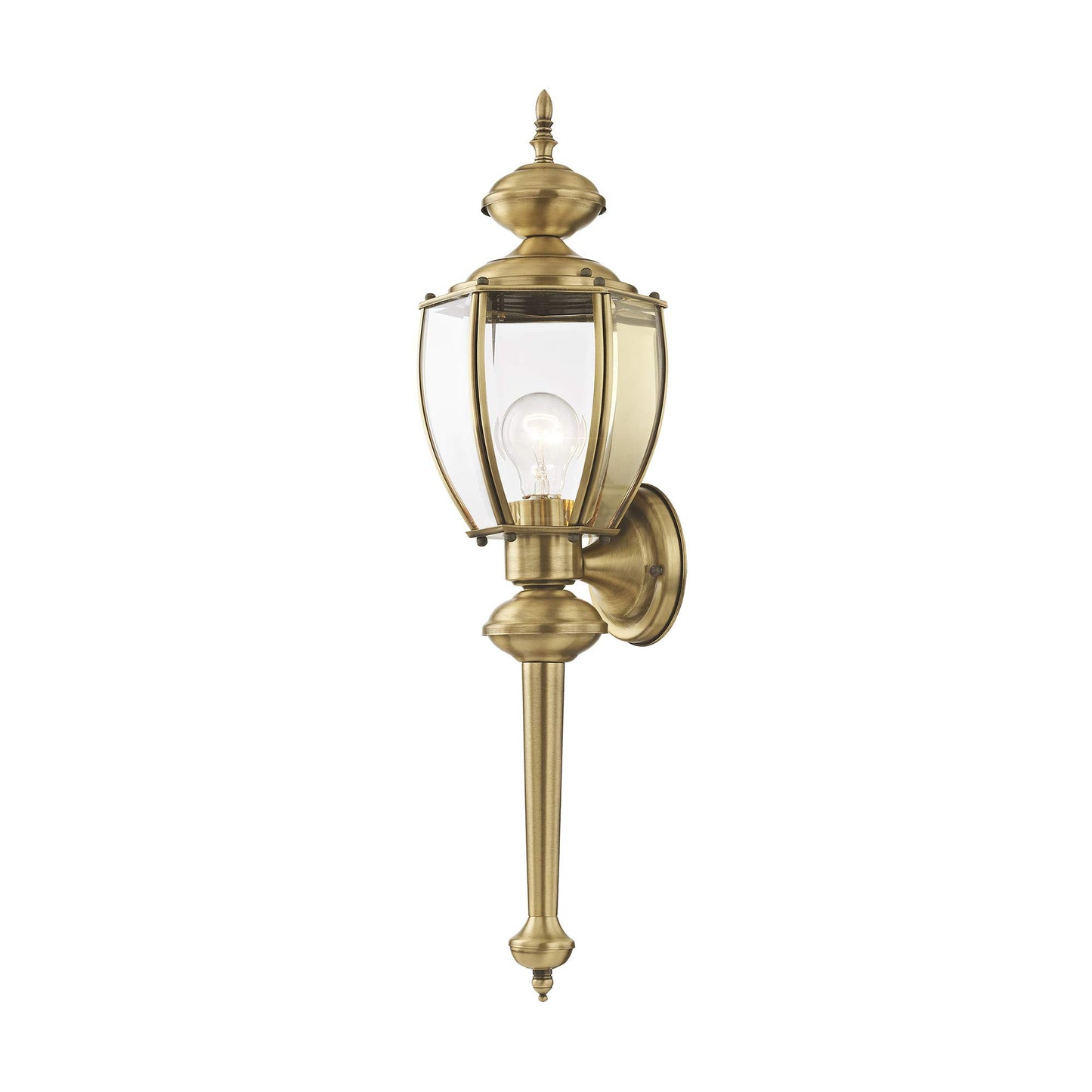 Livex Lighting 2112-01 Basics 1 Light AB Outdoor Wall Lantern, Antique Brass, 7"W x 25.25"H