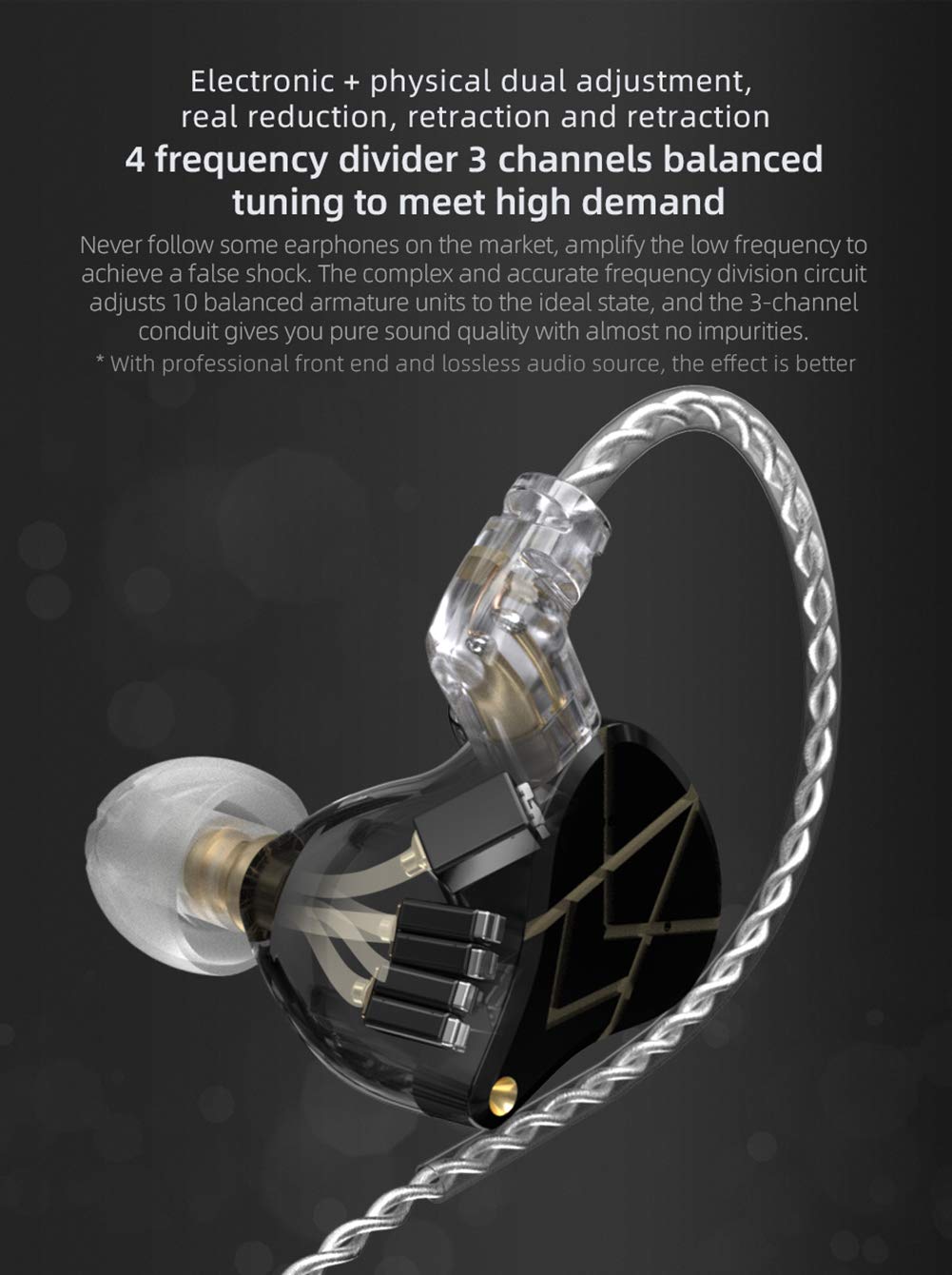 KZ ASX in-Ear Monitors, 10 Balanced Armatures Units per Side Customized HiFi IEM Wired Earphones/Earbuds/Headphones with Detachable Cable 2Pin…