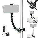 FIFIELD Gooseneck Phone Clamp Mount with Super Clamp - 360° Adjustable Phone Stand Compatible with iPhone 16-6, 360 Action Camera & 0.7-2" Devices