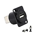 QIANRENON D-Type Panel Mount Coupler USB 2.0 to USB B Female-to-Female Panel Fixed Pass-Through Module Converter Printer Scanner Adapter Extender