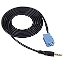 Qiilu Car o Adapter Cable, AUX Cable Music Interface Adapter 3.5 mm Jack 150cm Length Compatible for// B5///Blaupunkt