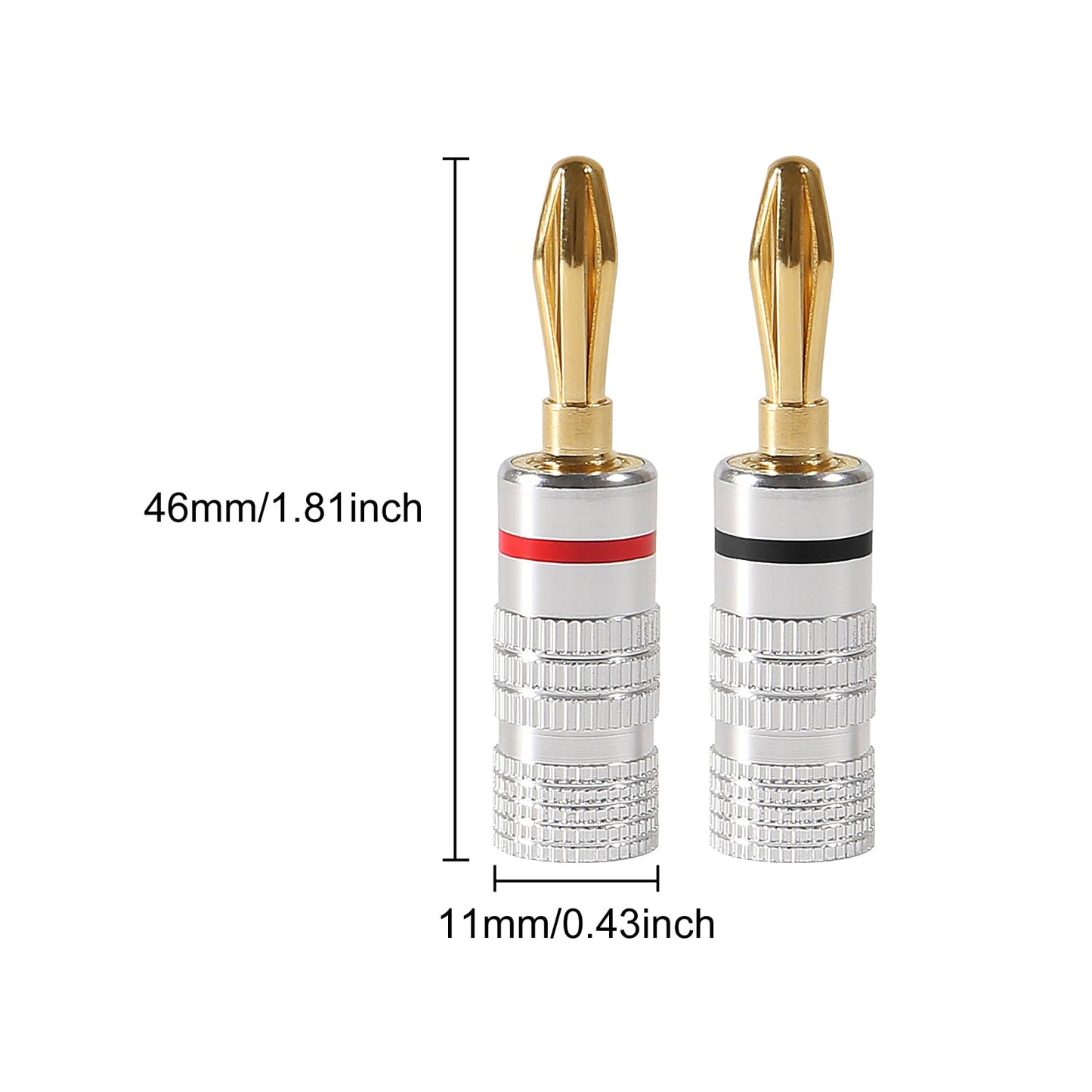 6 Pairs/12 Pcs Speaker Banana Plugs Audio Jack Connector ?24k Gold Dual Screw Lock Speaker Connector for Speaker Wire, Wall Plate, Home Theater