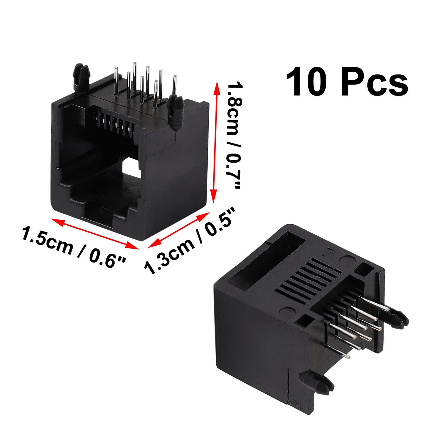 uxcell 10Pcs RJ45 8P8C PCB Jack Modular Mount Network Ethernet Connectors