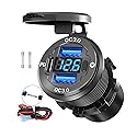 78W Triple-Port 12V USB Outlet with Voltmeter & Switch - PD3.0 & Dual QC3.0 Quick Charge Car Charger Socket, Aluminum Alloy Waterproof USB C Port