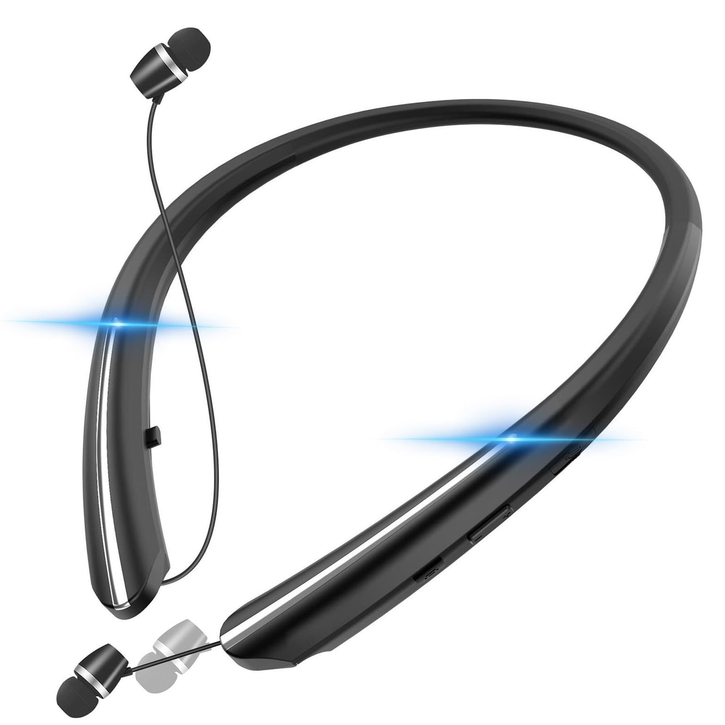 Qeapaue Bluetooth 5.3 Neckband Bluetooth Headphone, Sweat Resistant Noise Cancelling Stereo Headphones, and Retractable Ear Tips for Music