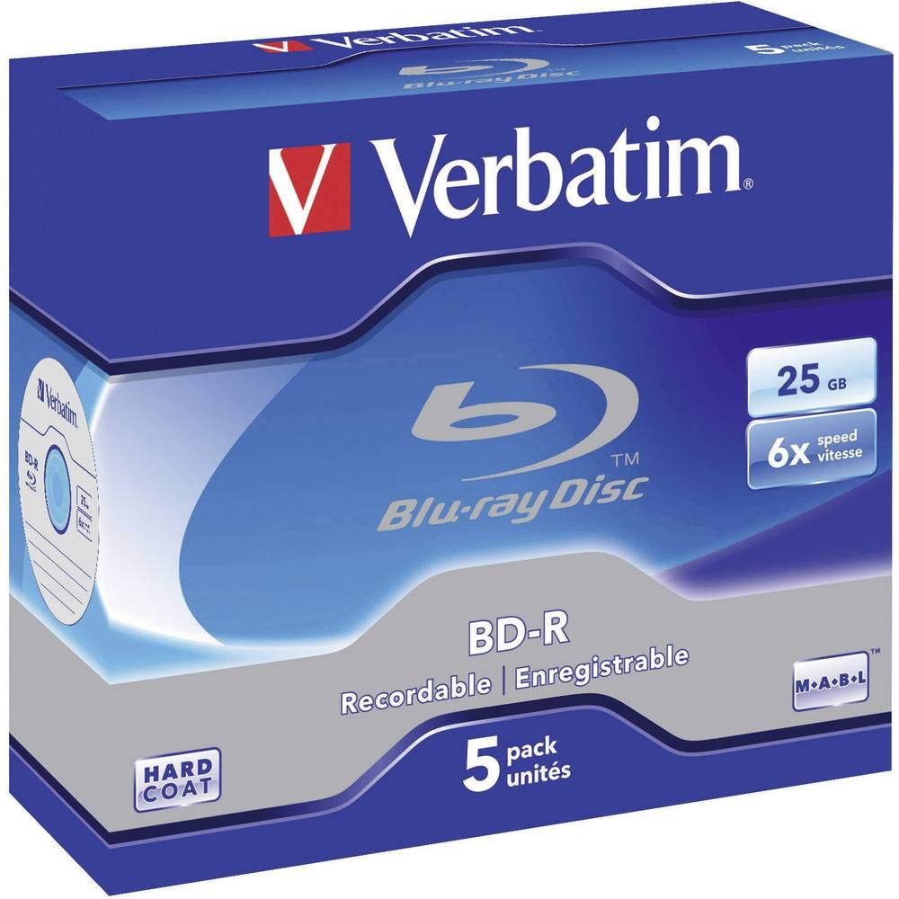 Verbatim BD-R Single Layer 6X Burning Speed Printable Surface Scratchguard Plus Pack of 5