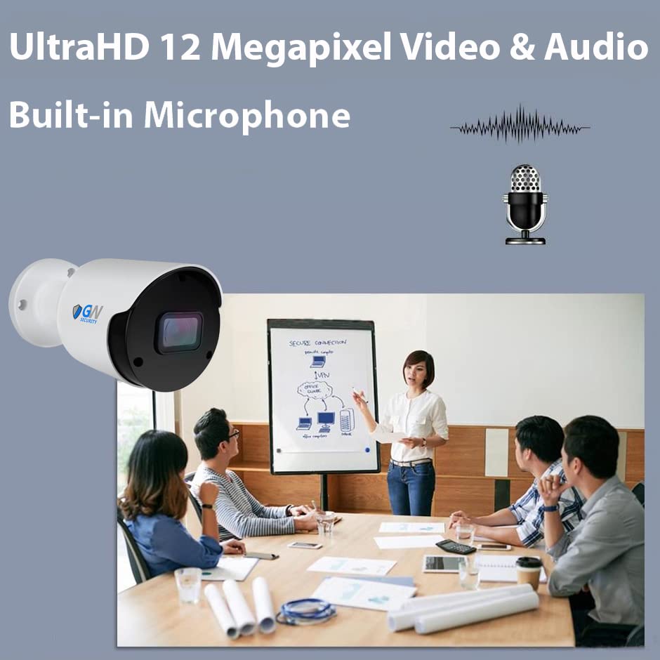 GW Security 12MP 4000x3000p Outdoor/Indoor PoE IP Microphone Bullet Security Camera (GW12537MIC)