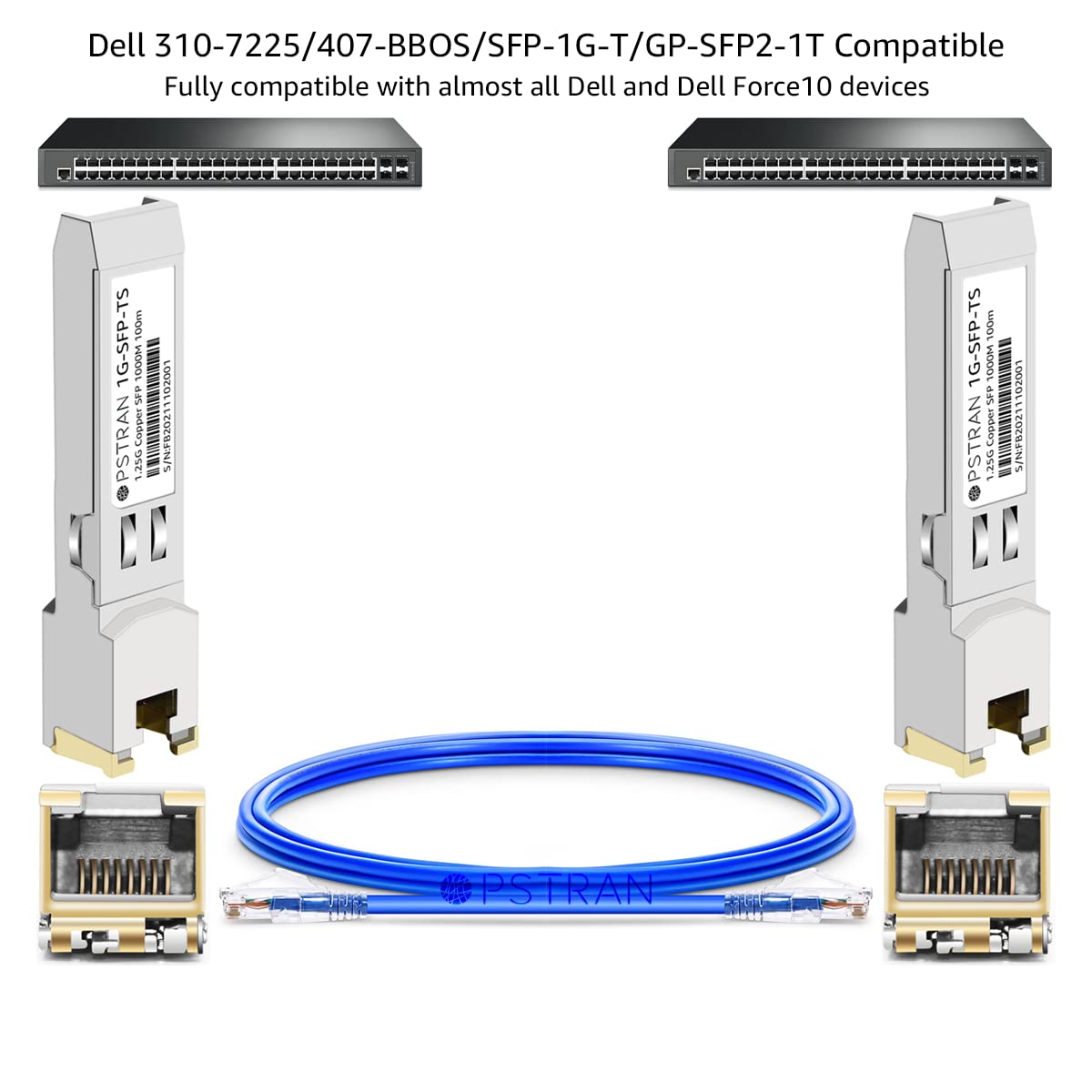 OPSTRAN 1000BASE-T SFP RJ45 Copper Transceiver Module Compatible with Dell Force10 GP-SFP2-1T SFP-1G-T 310-7225 407-BBOS 100m Cat5e/6