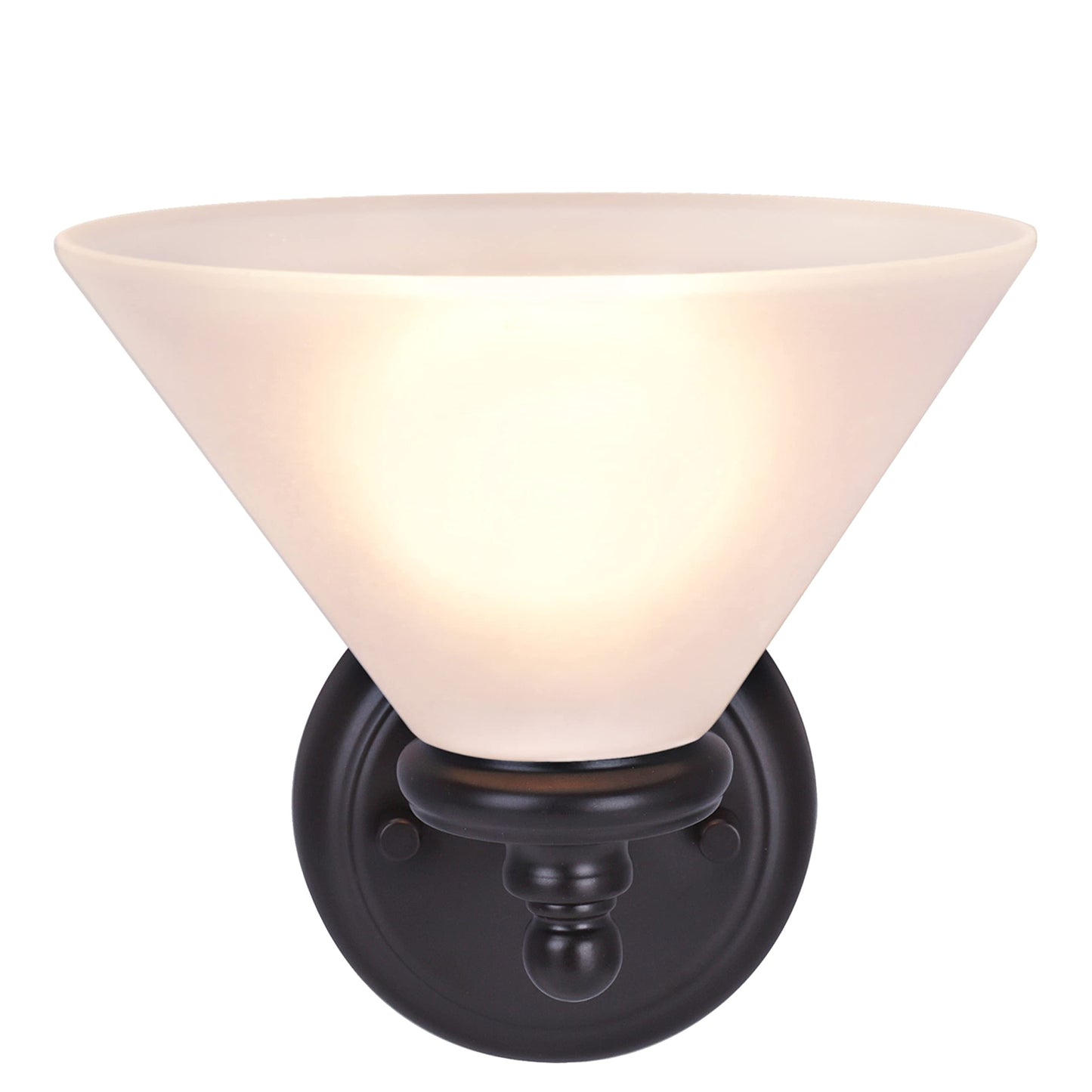 Aspen Creative 62145, One Metal Bathroom Light Fixture, 6-1/2" Wide, Transitional Design in Oil Rubbed Bronze with Frosted Glass Shade Vanity Wall