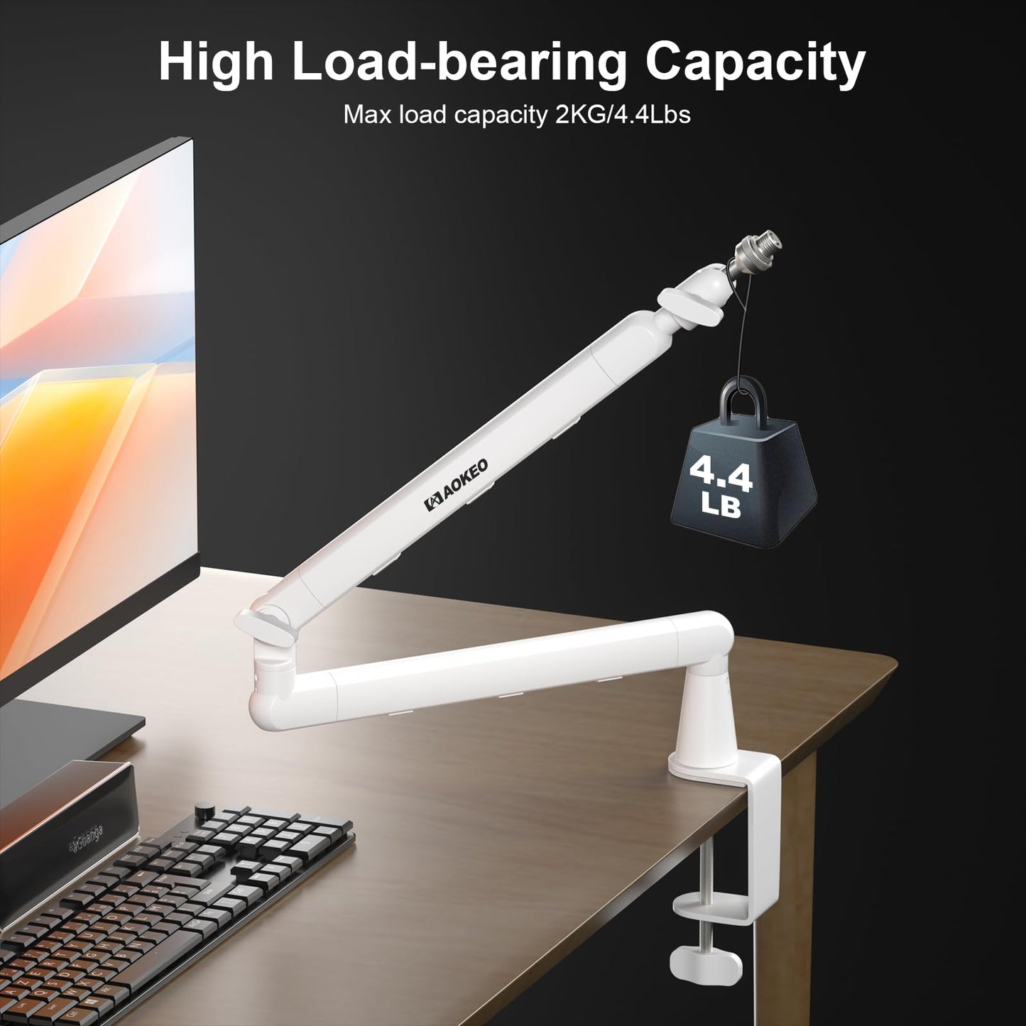Microphone Arm,Aokeo AK-55 Desk Low Profile Adjustable Mic Boom Arm Stand,Suitable For Blue Yeti,Snowball iCE, HyperX QuadCast,SoloCast,Elgato