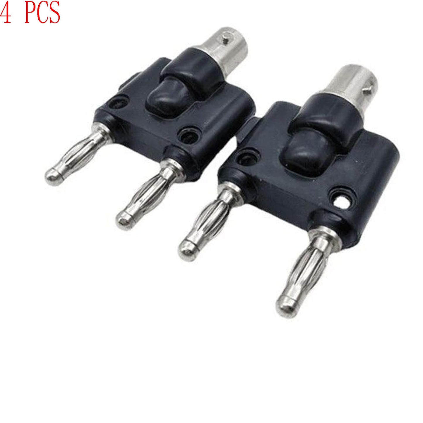 Lagogia 4mm BNC Female to 2X 4mm Dual Banana Male Coaxial RF Binding Post Adapter Connector, Pack of 4